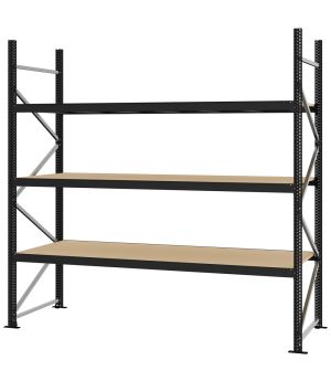 Weitspannregal Grundregal FORTIS, 2.500×2.500×800 mm, Spanplatte