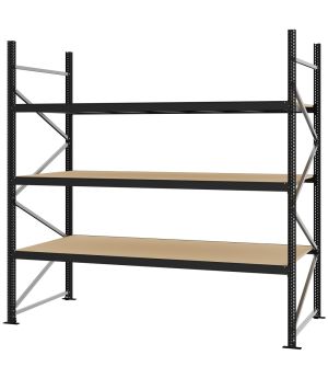 Weitspannregal Grundregal FORTIS, 2.500×2.500×1.000 mm, Spanplatte