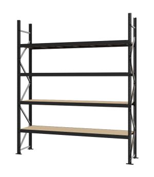 Weitspannregal Grundregal FORTIS, 3.000×2.500×500 mm, Spanplatte