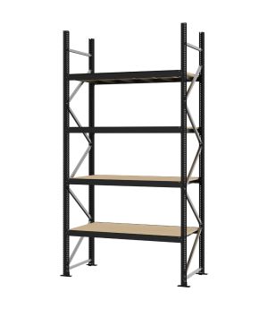 Weitspannregal Grundregal FORTIS, 3.000×1.500×600 mm, Spanplatte