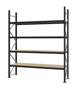 Weitspannregal Grundregal FORTIS, 3.000×2.500×600 mm, Spanplatte