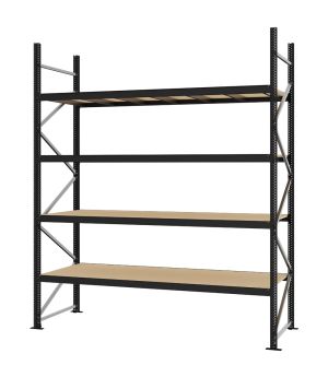 Weitspannregal Grundregal FORTIS, 3.000×2.500×800 mm, Spanplatte