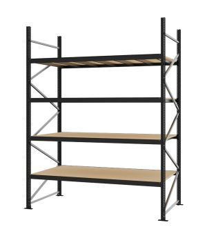 Weitspannregal Grundregal FORTIS, 3.000×2.250×1.000 mm, Spanplatte