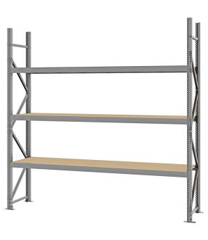 Weitspannregal Grundregal FORTIS, 2.500×2.500×500 mm, Spanplatte