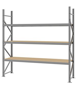Weitspannregal Grundregal FORTIS, 2.500×2.500×600 mm, Spanplatte