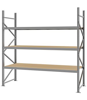 Weitspannregal Grundregal FORTIS, 2.500×2.500×800 mm, Spanplatte