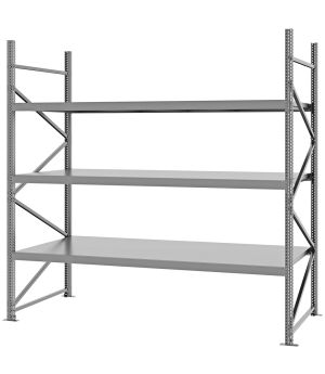 Weitspannregal Grundregal FORTIS, 2.500×2.500×1.000 mm, verzinkt