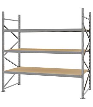 Weitspannregal Grundregal FORTIS, 2.500×2.500×1.000 mm, Spanplatte