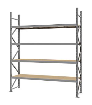 Weitspannregal Grundregal FORTIS, 3.000×2.500×600 mm, Spanplatte