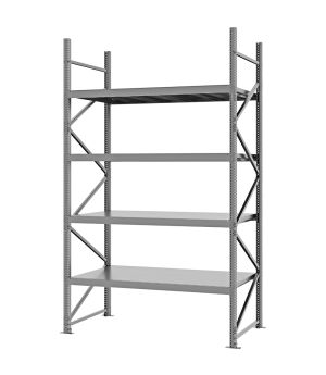 Weitspannregal Grundregal FORTIS, 3.000×1.750×800 mm, verzinkt