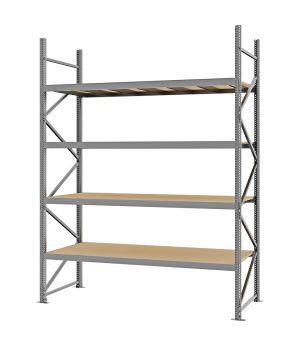 Weitspannregal Grundregal FORTIS, 3.000×2.250×800 mm, Spanplatte