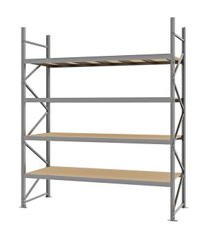Weitspannregal Grundregal FORTIS, 3.000×2.500×800 mm, Spanplatte