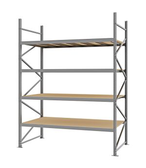 Weitspannregal Grundregal FORTIS, 3.000×2.250×1.000 mm, Spanplatte