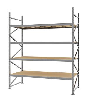 Weitspannregal Grundregal FORTIS, 3.000×2.500×1.000 mm, Spanplatte
