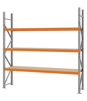Weitspannregal Grundregal FORTIS, 2.500×2.500×500 mm, Spanplatte