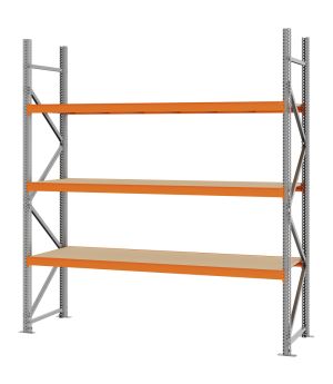 Weitspannregal Grundregal FORTIS, 2.500×2.250×600 mm, Spanplatte