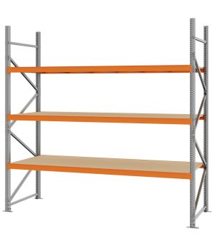 Weitspannregal Grundregal FORTIS, 2.500×2.500×800 mm, Spanplatte