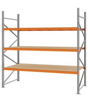 Weitspannregal Grundregal FORTIS, 2.500×2.500×1.000 mm, Spanplatte