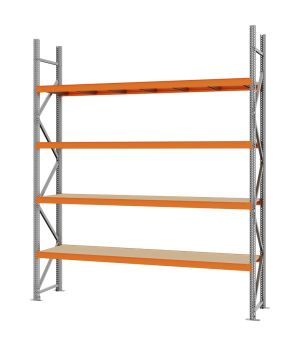 Weitspannregal Grundregal FORTIS, 3.000×2.500×500 mm, Spanplatte