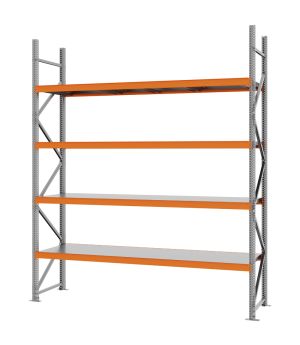 Weitspannregal Grundregal FORTIS, 3.000×2.500×600 mm, verzinkt