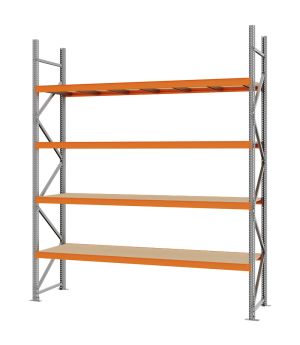 Weitspannregal Grundregal FORTIS, 3.000×2.500×600 mm, Spanplatte