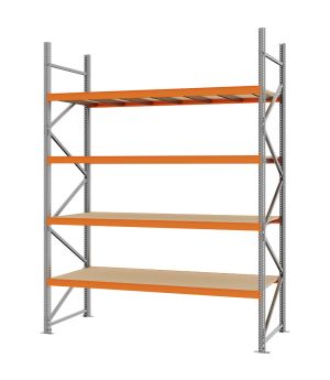 Weitspannregal Grundregal FORTIS, 3.000×2.250×800 mm, Spanplatte