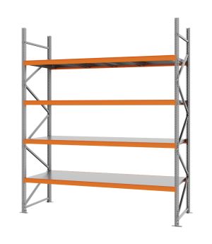 Weitspannregal Grundregal FORTIS, 3.000×2.500×800 mm, verzinkt