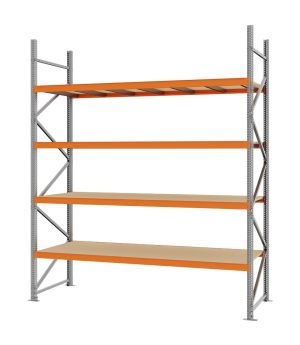 Weitspannregal Grundregal FORTIS, 3.000×2.500×800 mm, Spanplatte