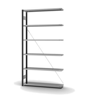 Fachbodenregal Anbauregal ORION PLUS, 2.500×1.300×300 mm, verzinkt