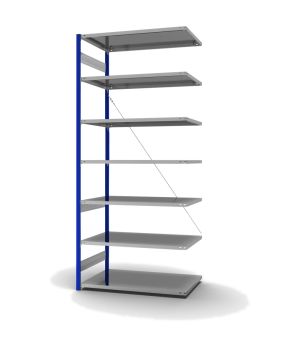 Fachbodenregal Anbauregal ORION PLUS, 3.000×1.300×800 mm, verzinkt