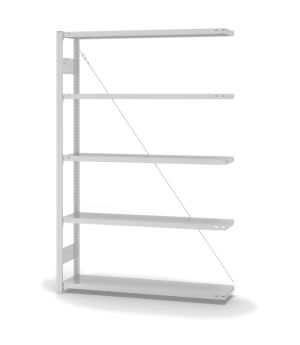 Fachbodenregal Anbauregal ORION PLUS, 2.000×1.300×300 mm, lichtgrau