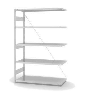 Fachbodenregal Anbauregal ORION PLUS, 2.000×1.300×600 mm, lichtgrau