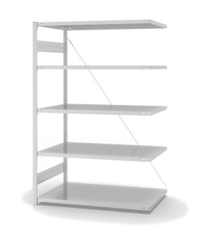 Fachbodenregal Anbauregal ORION PLUS, 2.000×1.300×800 mm, lichtgrau