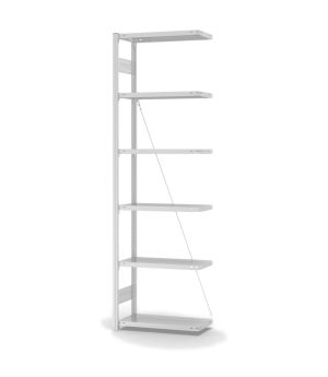 Fachbodenregal Anbauregal ORION PLUS, 2.500×750×300 mm, lichtgrau