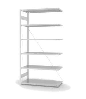 Fachbodenregal Anbauregal ORION PLUS, 2.500×1.300×600 mm, lichtgrau