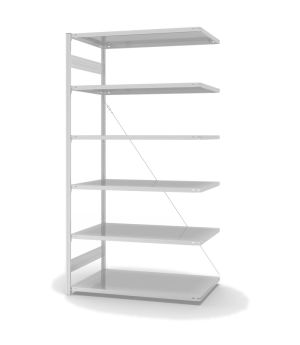 Fachbodenregal Anbauregal ORION PLUS, 2.500×1.300×800 mm, lichtgrau