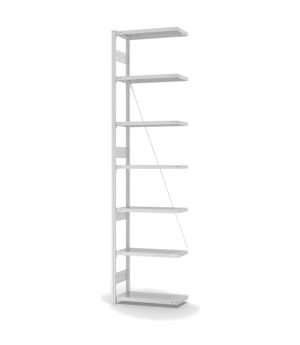Fachbodenregal Anbauregal ORION PLUS, 3.000×750×300 mm, lichtgrau