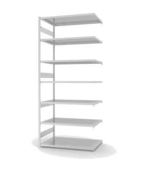 Fachbodenregal Anbauregal ORION PLUS, 3.000×1.300×800 mm, lichtgrau