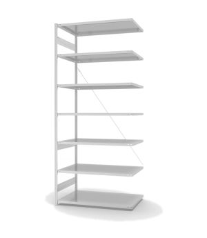 Fachbodenregal Anbauregal ORION PLUS, 3.000×1.300×800 mm, lichtgrau