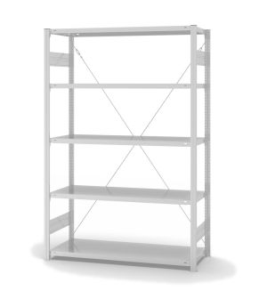 Fachbodenregal Grundregal ORION PLUS, 2.000×1.300×500 mm, lichtgrau