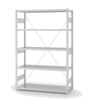 Fachbodenregal Grundregal ORION PLUS, 2.000×1.300×500 mm, lichtgrau