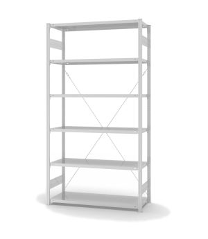 Fachbodenregal Grundregal ORION PLUS, 2.500×1.300×500 mm, lichtgrau