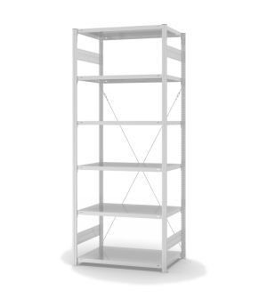 Antibakterielles Regal Grundregal ORION PLUS, 2.500×1.000×600 mm, verkehrsweiss