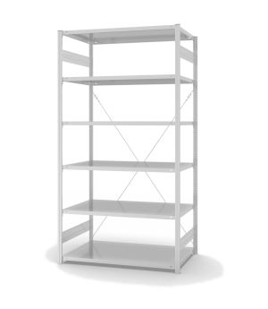 Fachbodenregal Grundregal ORION PLUS, 2.500×1.300×800 mm, lichtgrau