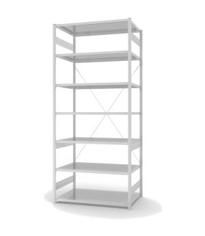 Fachbodenregal Grundregal ORION PLUS, 3.000×1.300×800 mm, lichtgrau