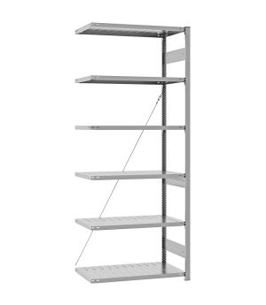 Edelstahlregal Anbauregal ORION PLUS, 2.500×1.000×500 mm, Edelstahl