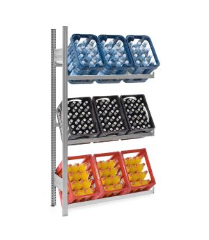Getränkekistenregal Anbauregal ORION PLUS, 1.750×1.000×300 mm, verzinkt