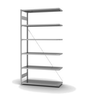 Fachbodenregal Anbauregal ORION PLUS, 2.500×1.300×500 mm, verzinkt