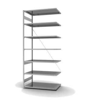 Fachbodenregal Anbauregal ORION PLUS, 3.000×1.300×800 mm, verzinkt