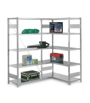 Eck-Fachbodenregal Eckregal ORION PLUS, 2.000×1.000×500 mm, lichtgrau